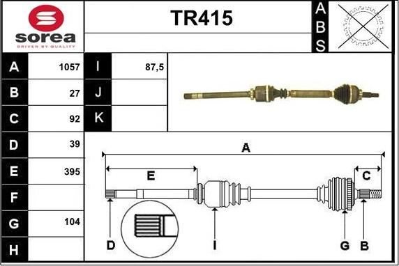 Sera TR415 - Приводной вал autospares.lv