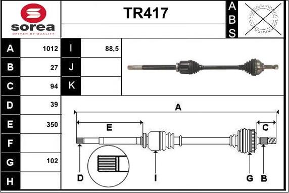 Sera TR417 - Приводной вал autospares.lv