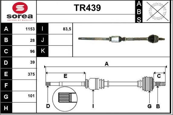 Sera TR439 - Приводной вал autospares.lv