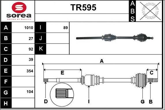 Sera TR595 - Приводной вал autospares.lv