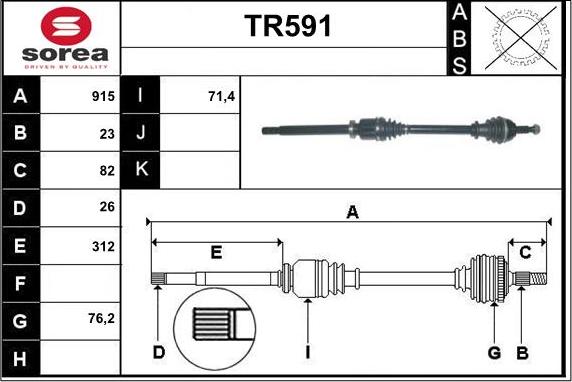 Sera TR591 - Приводной вал autospares.lv