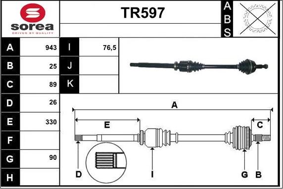 Sera TR597 - Приводной вал autospares.lv