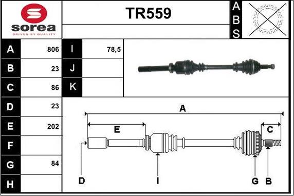 Sera TR559 - Приводной вал autospares.lv