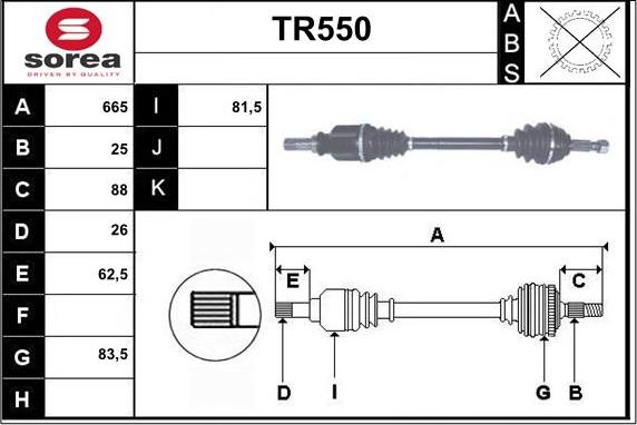 Sera TR550 - Приводной вал autospares.lv