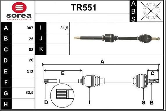 Sera TR551 - Приводной вал autospares.lv