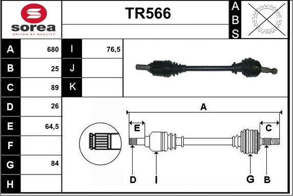 Sera TR566 - Приводной вал autospares.lv