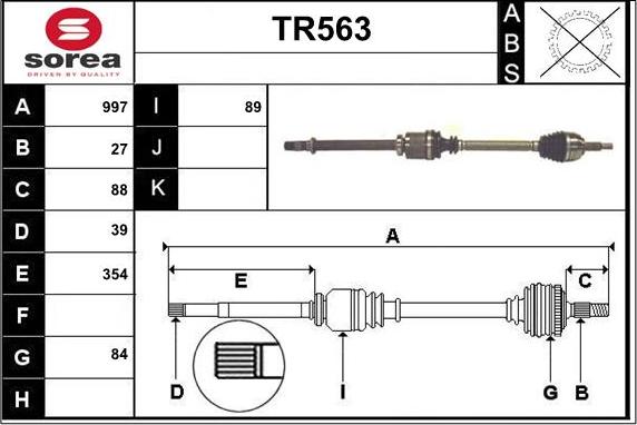 Sera TR563 - Приводной вал autospares.lv