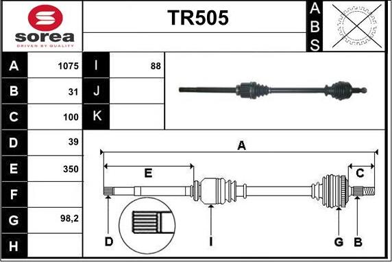 Sera TR505 - Приводной вал autospares.lv