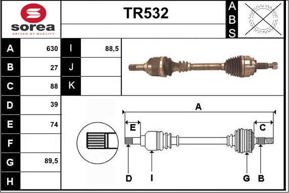 Sera TR532 - Приводной вал autospares.lv