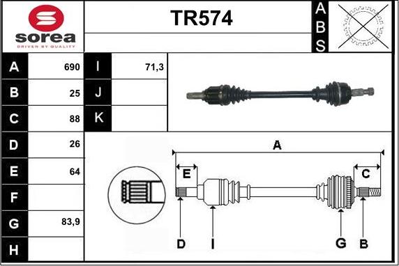 Sera TR574 - Приводной вал autospares.lv