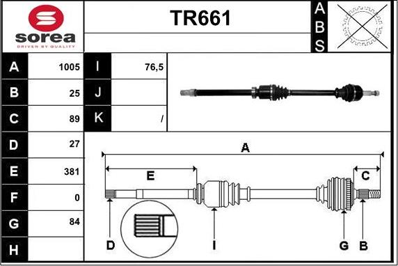 Sera TR661 - Приводной вал autospares.lv