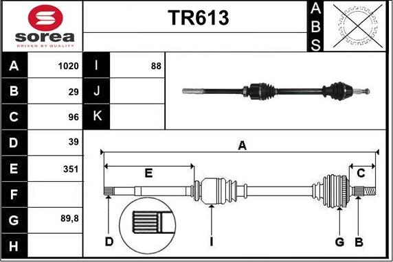 Sera TR613 - Приводной вал autospares.lv