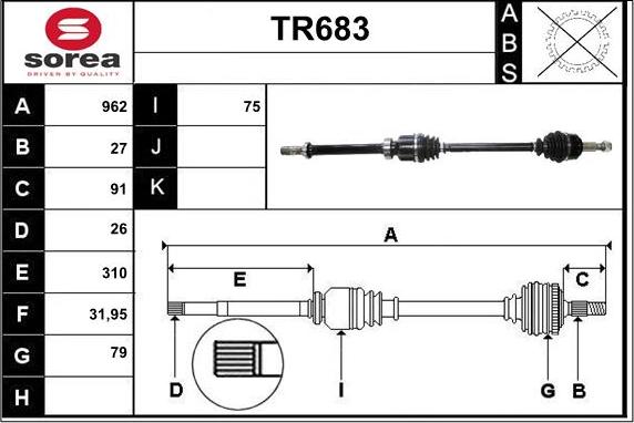 Sera TR683 - Приводной вал autospares.lv