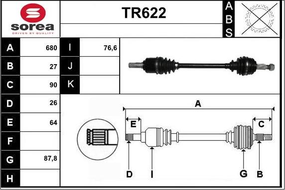 Sera TR622 - Приводной вал autospares.lv