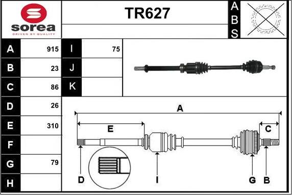 Sera TR627 - Приводной вал autospares.lv