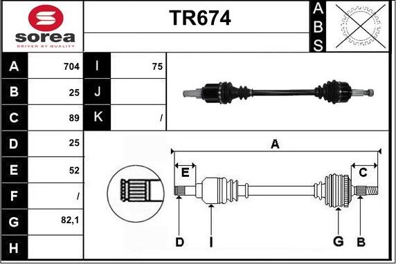 Sera TR674 - Приводной вал autospares.lv