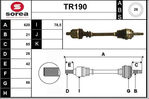 Sera TR190 - Приводной вал autospares.lv