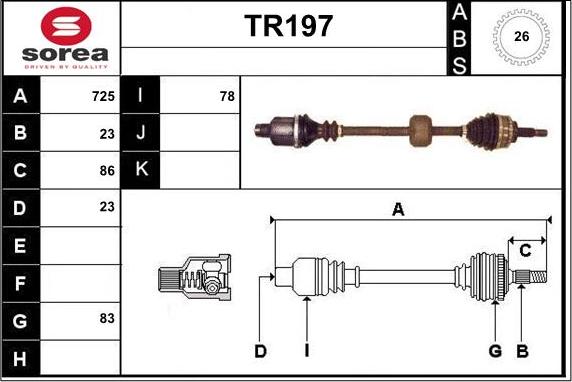 Sera TR197 - Приводной вал autospares.lv