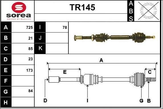 Sera TR145 - Приводной вал autospares.lv