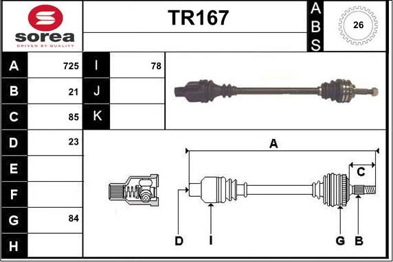 Sera TR167 - Приводной вал autospares.lv