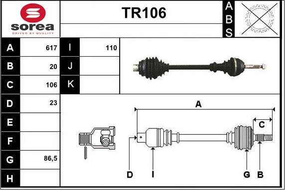 Sera TR106 - Приводной вал autospares.lv