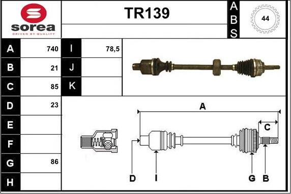 Sera TR139 - Приводной вал autospares.lv