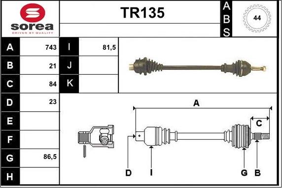 Sera TR135 - Приводной вал autospares.lv