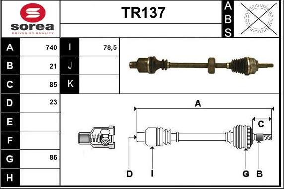 Sera TR137 - Приводной вал autospares.lv