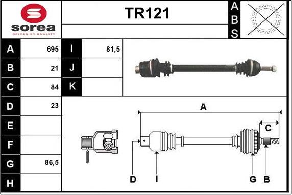 Sera TR121 - Приводной вал autospares.lv