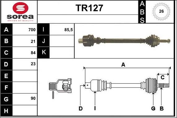 Sera TR127 - Приводной вал autospares.lv