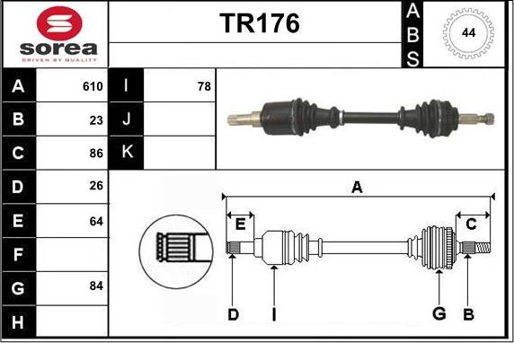 Sera TR176 - Приводной вал autospares.lv