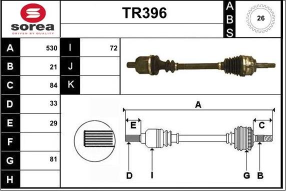 Sera TR396 - Приводной вал autospares.lv