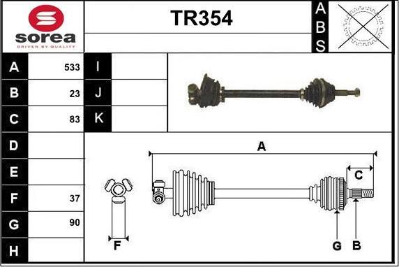 Sera TR354 - Приводной вал autospares.lv