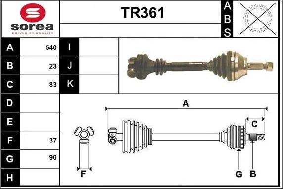 Sera TR361 - Приводной вал autospares.lv