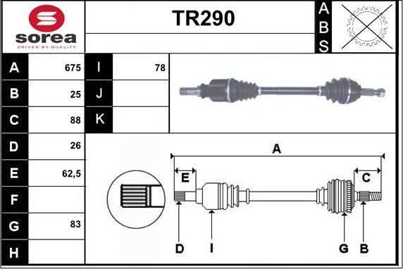 Sera TR290 - Приводной вал autospares.lv