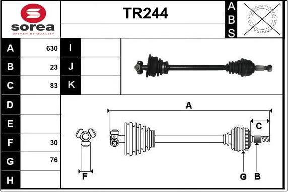 Sera TR244 - Приводной вал autospares.lv