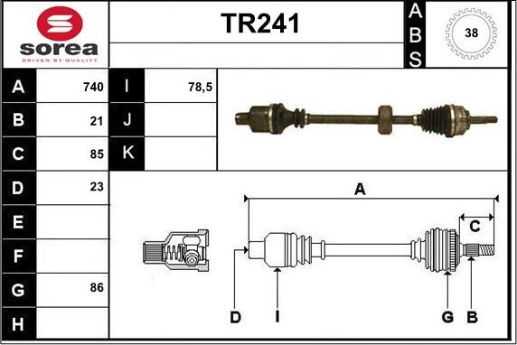 Sera TR241 - Приводной вал autospares.lv