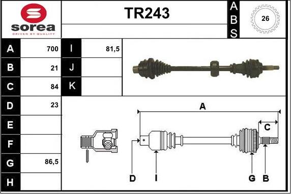 Sera TR243 - Приводной вал autospares.lv