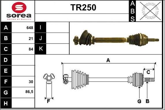 Sera TR250 - Приводной вал autospares.lv