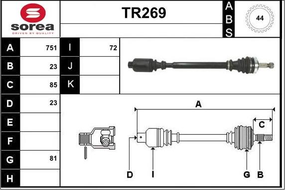 Sera TR269 - Приводной вал autospares.lv