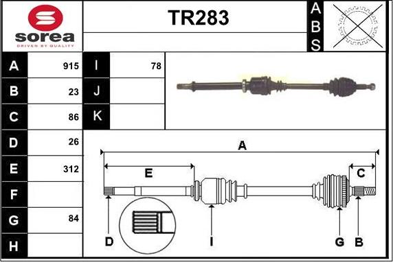 Sera TR283 - Приводной вал autospares.lv