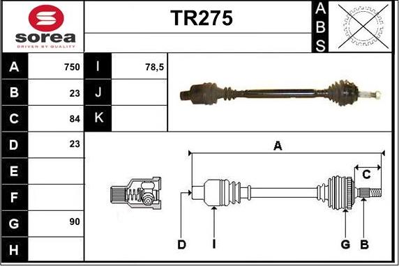 Sera TR275 - Приводной вал autospares.lv