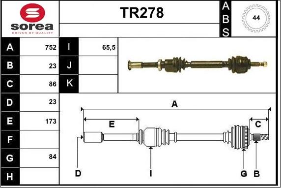 Sera TR278 - Приводной вал autospares.lv