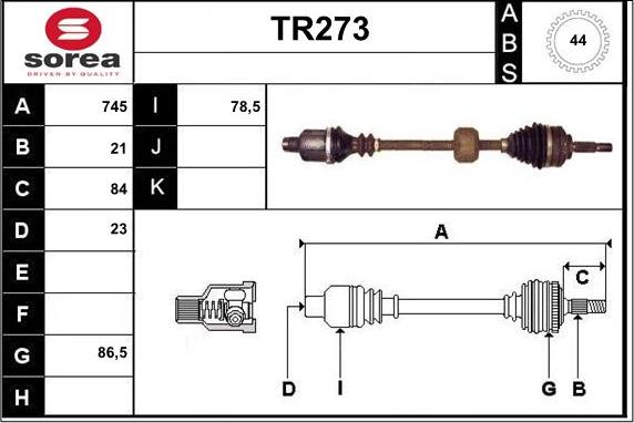 Sera TR273 - Приводной вал autospares.lv