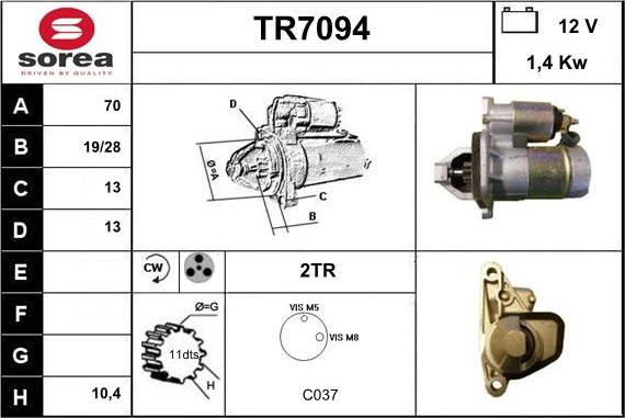 Sera TR7094 - Стартер autospares.lv