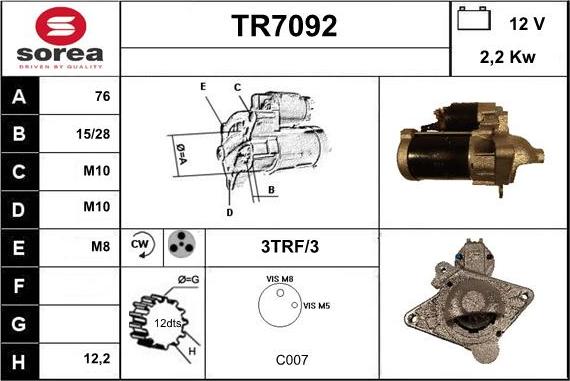 Sera TR7092 - Стартер autospares.lv