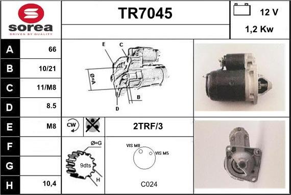 Sera TR7045 - Стартер autospares.lv