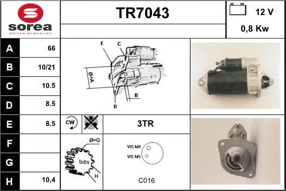 Sera TR7043 - Стартер autospares.lv