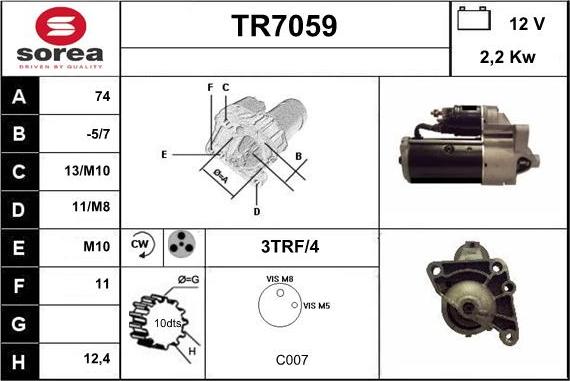 Sera TR7059 - Стартер autospares.lv