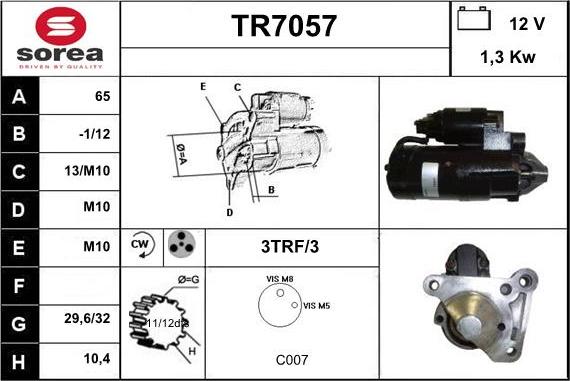 Sera TR7057 - Стартер autospares.lv